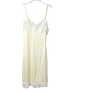Womens Lorraine White Full Slip Underskirt Adjustable Straps Lace S Vintage u